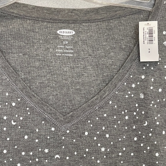 NEW! Old Navy Stars Planets Space Shirt Thermal Top GRAY Women's Small Solar NWT - Picture 2 of 7